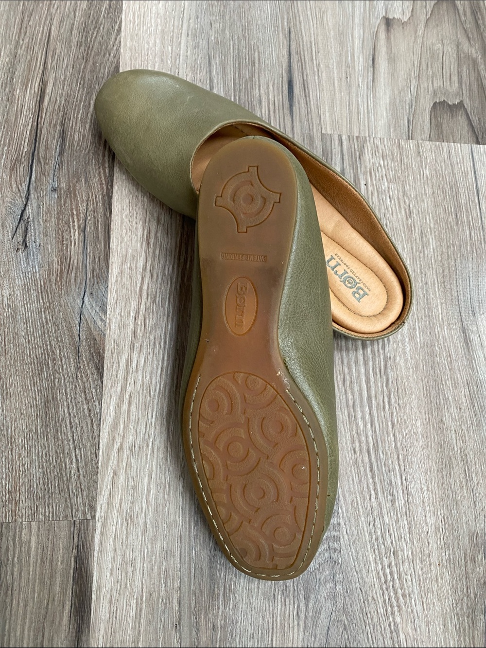 Born Olive Green Leather Slip-On Mules - Picture 4 of 7
